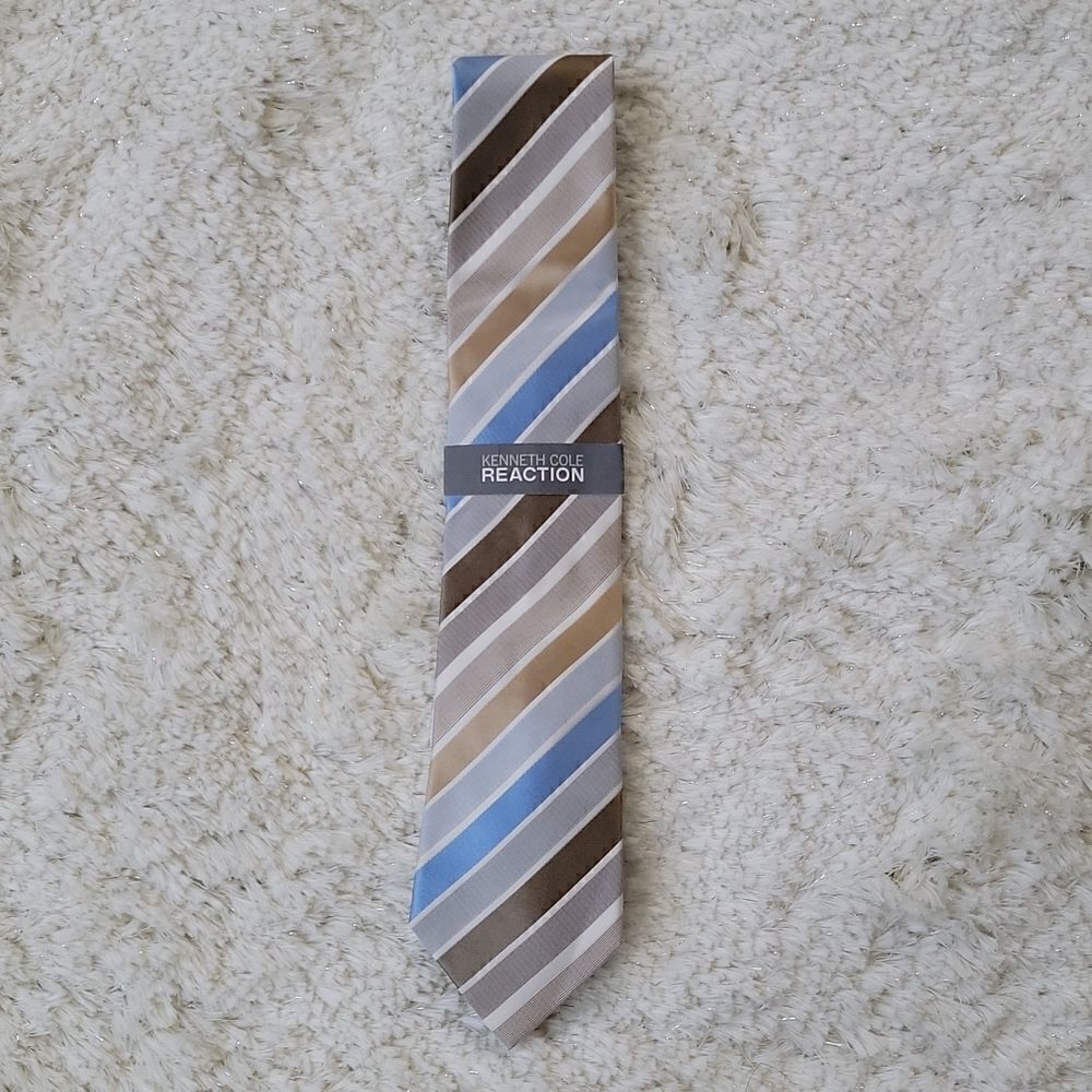 KENNETH COLE REACTION PRINCE STRIPE 100% SILK TIE - NEW!